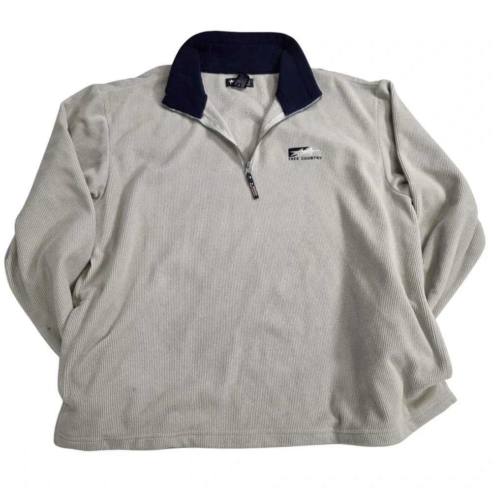 VTG FREE COUNTRY Y2K Half Zip Fleece Pullover Mock Neck Gorpcore Cozy Sweater XL
